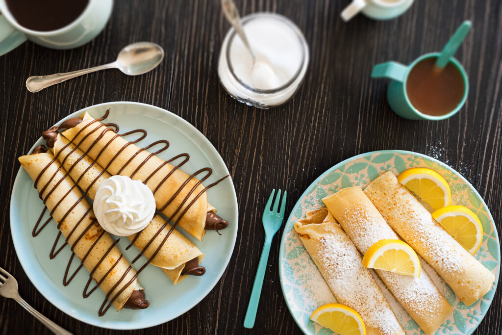 crêpes au chocolat et crêpes citron